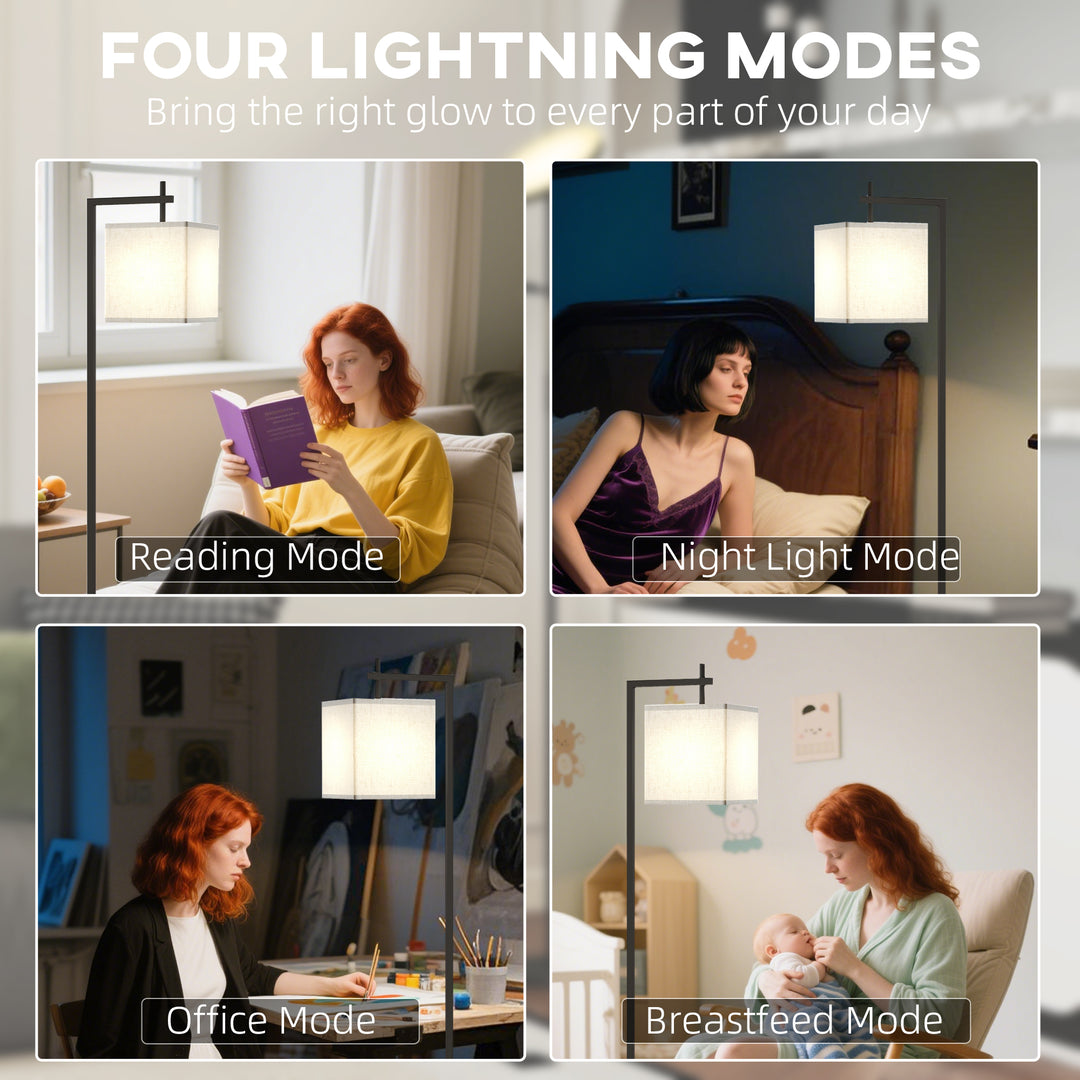 Floor Lamp for Living Room, 66" Modern Tall Standing Lamp with Adjustable Colour Temperatures & 10 Brightness Levels, Remote Control and Foot Switch for Bedroom Office, 9W LED Bulb Included