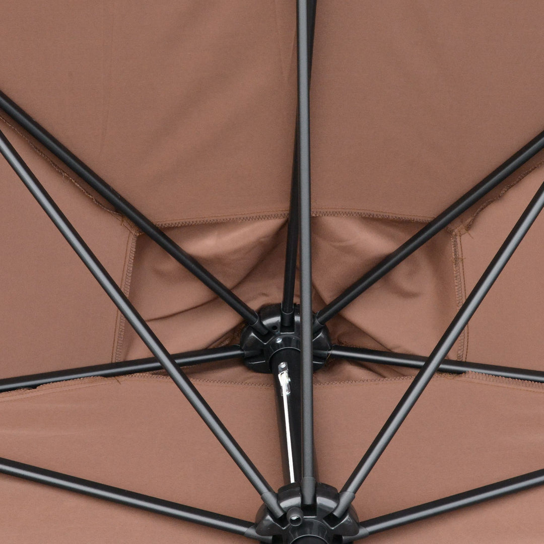 Outsunny 2.3m Patio Semi Round Half Parasol Umbrella with Metal Frame Crank Handle for Balcony