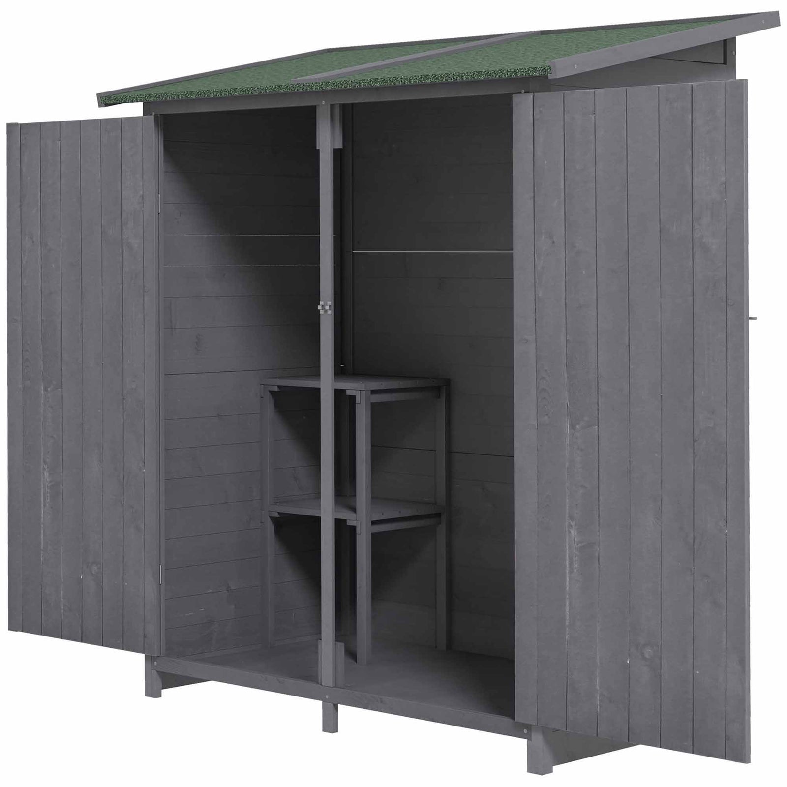 139 x 75 Fir Wood Garden Shed, with Asphalt Roof - Grey