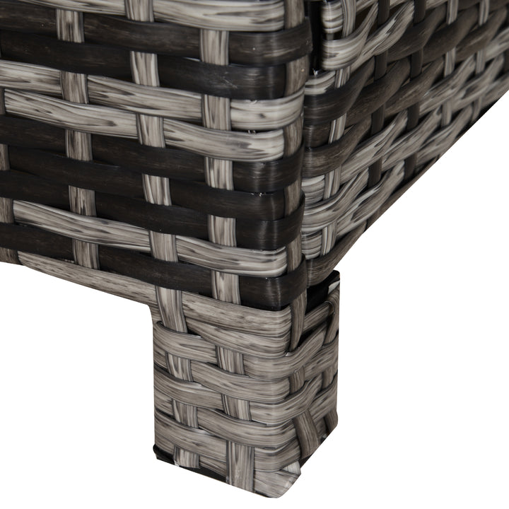 Square PE Rattan Garden Table, with Glass Table Top - Grey