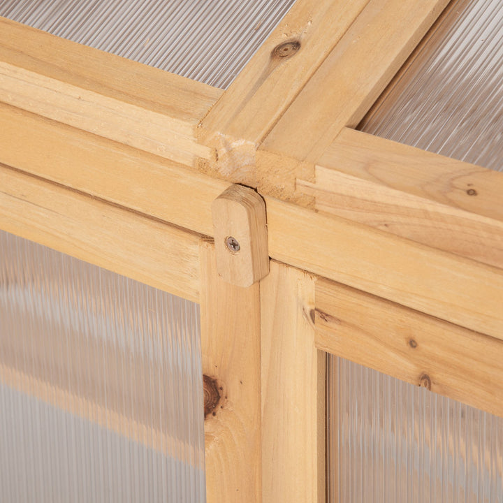 MCL Wooden Cold Frame Polycarbonate Greenhouse with Openable Top Cover and Double Door, Grow House for Flower, Vegetable and Plants, 70 x 50 x 120cm, Grey