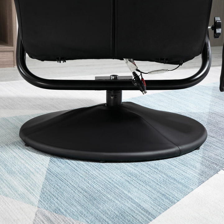 Swivel Recliner Chair and Footstool, Faux Leather Massage Recliner Armchair with Remote Control and Round Wrapped Base, Black