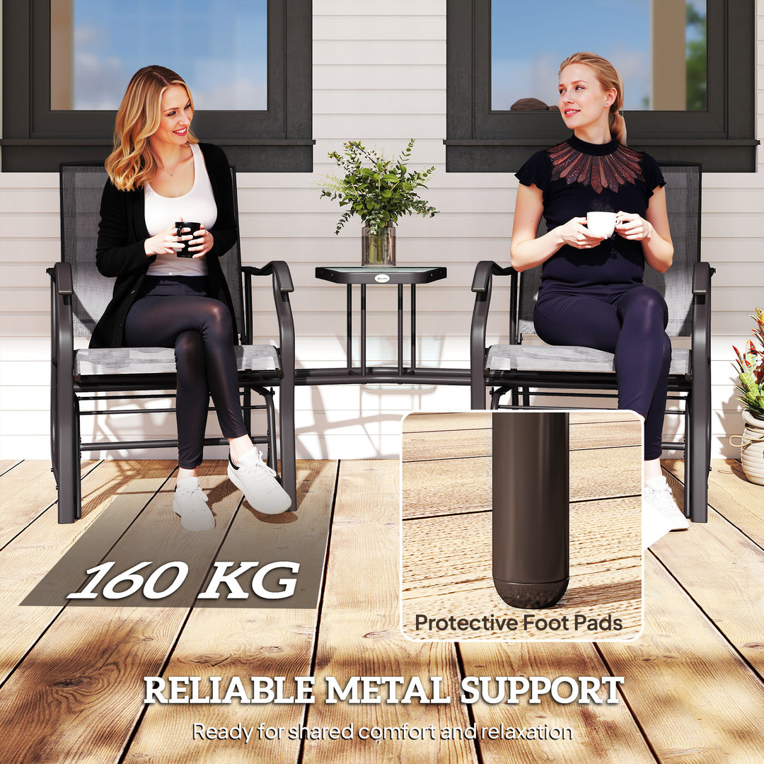 MCL Gliding Jack and Jill Seat, with Glass-Top Table - Brown/Grey