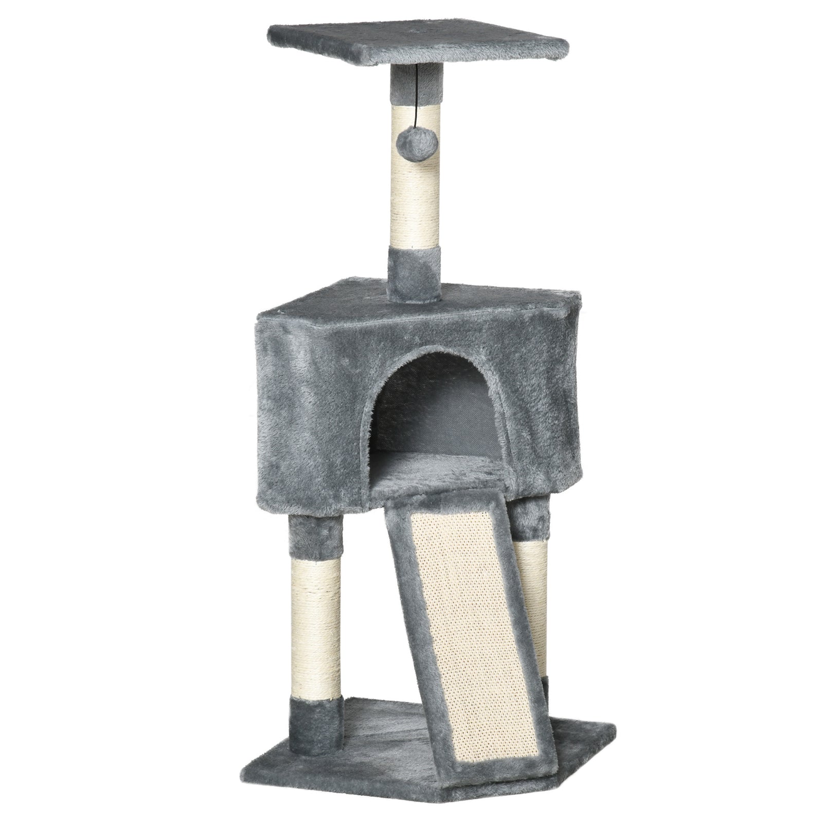Corner Cat Tree for Indoor Cats, Kitten Tower with Scratching Post House Ladder Toy - Grey