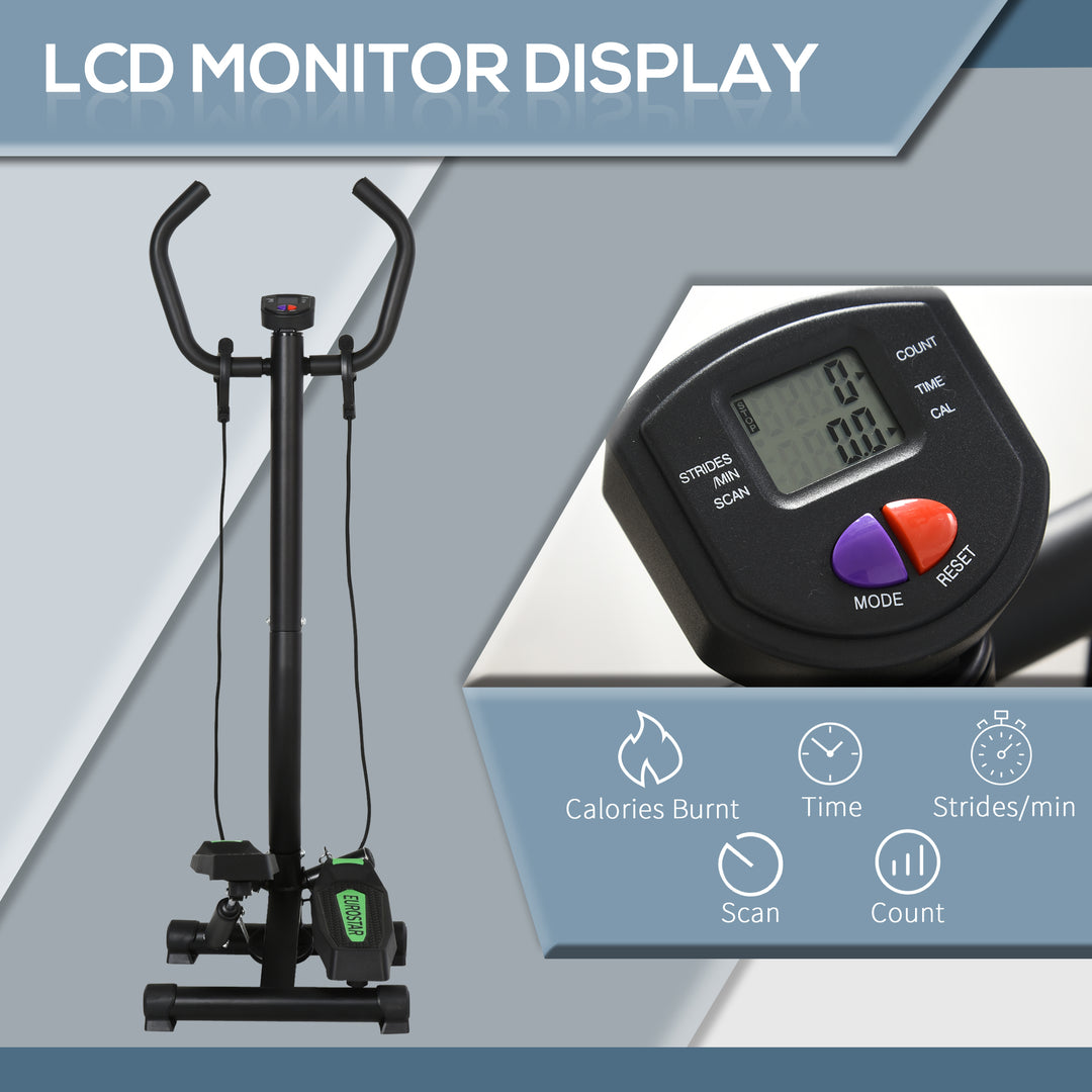 Twister Stepper, Step Machine w/ Resistance Bands, LCD Display and Handlebar, Steppers for Exercise Workout Home Gym Office