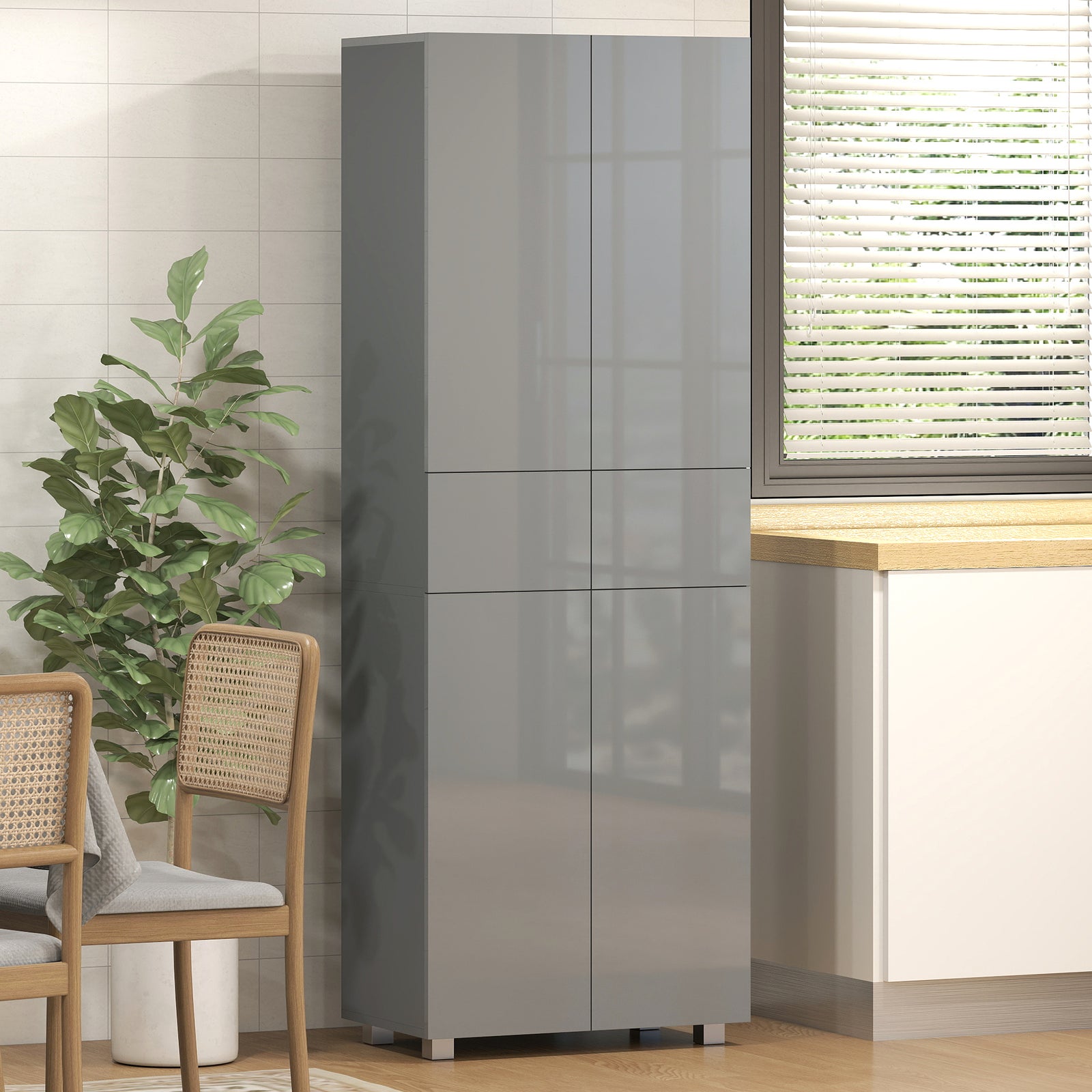 Storage Cabinet, Kitchen Cupboard with 3 Adjustable Shelves, 60L x 35W