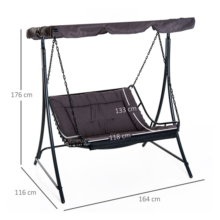 Outsunny Swing Chair Bed Canopy 2 Person Double Hammock Garden Bench Rocking Sun Lounger Outdoor Backyard Furniture with Cushion