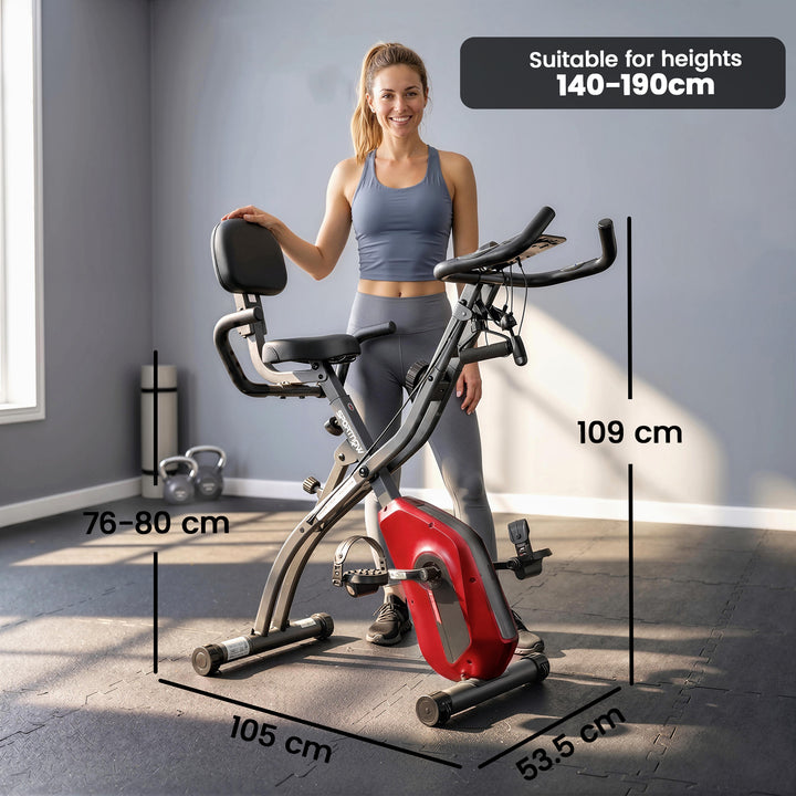 4-In-1 Folding Exercise Bike with Resistance Bands, Bluetooth App, 8-L