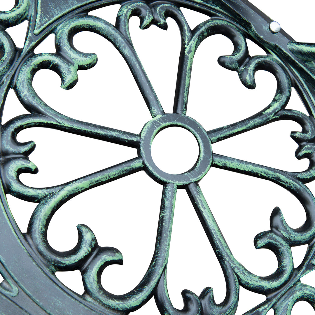 Outsunny Cast Aluminum Garden Bench-Antique Green