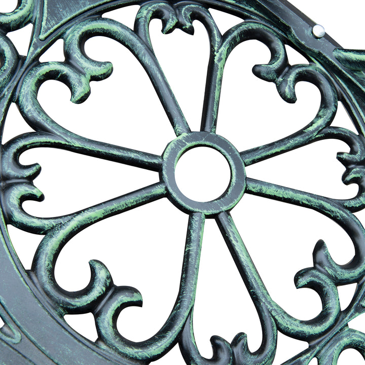Outsunny Cast Aluminum Garden Bench-Antique Green