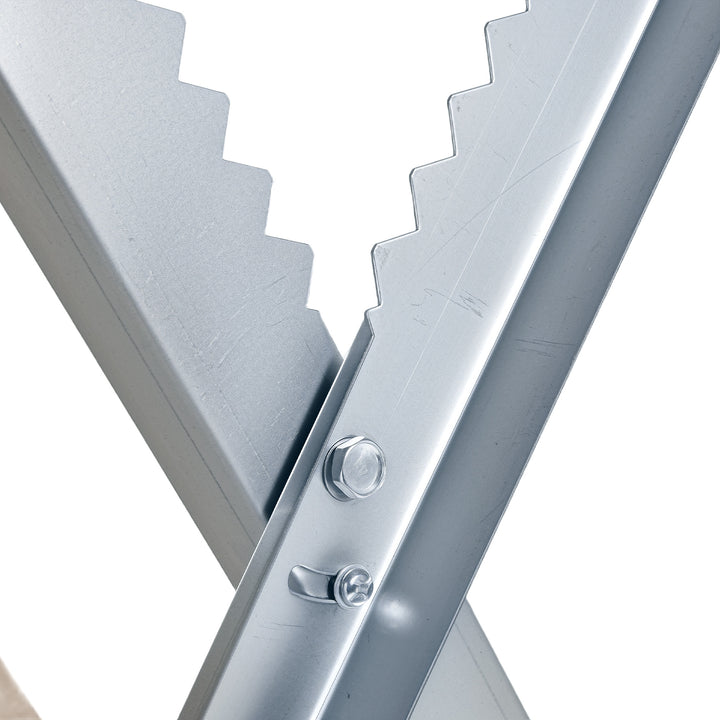 Portable Sawhorse Heavy Duty Steel Adjustable Work Support, Foldable Sawhorse Stand 100 kg Weight Capacity, Silver Tone