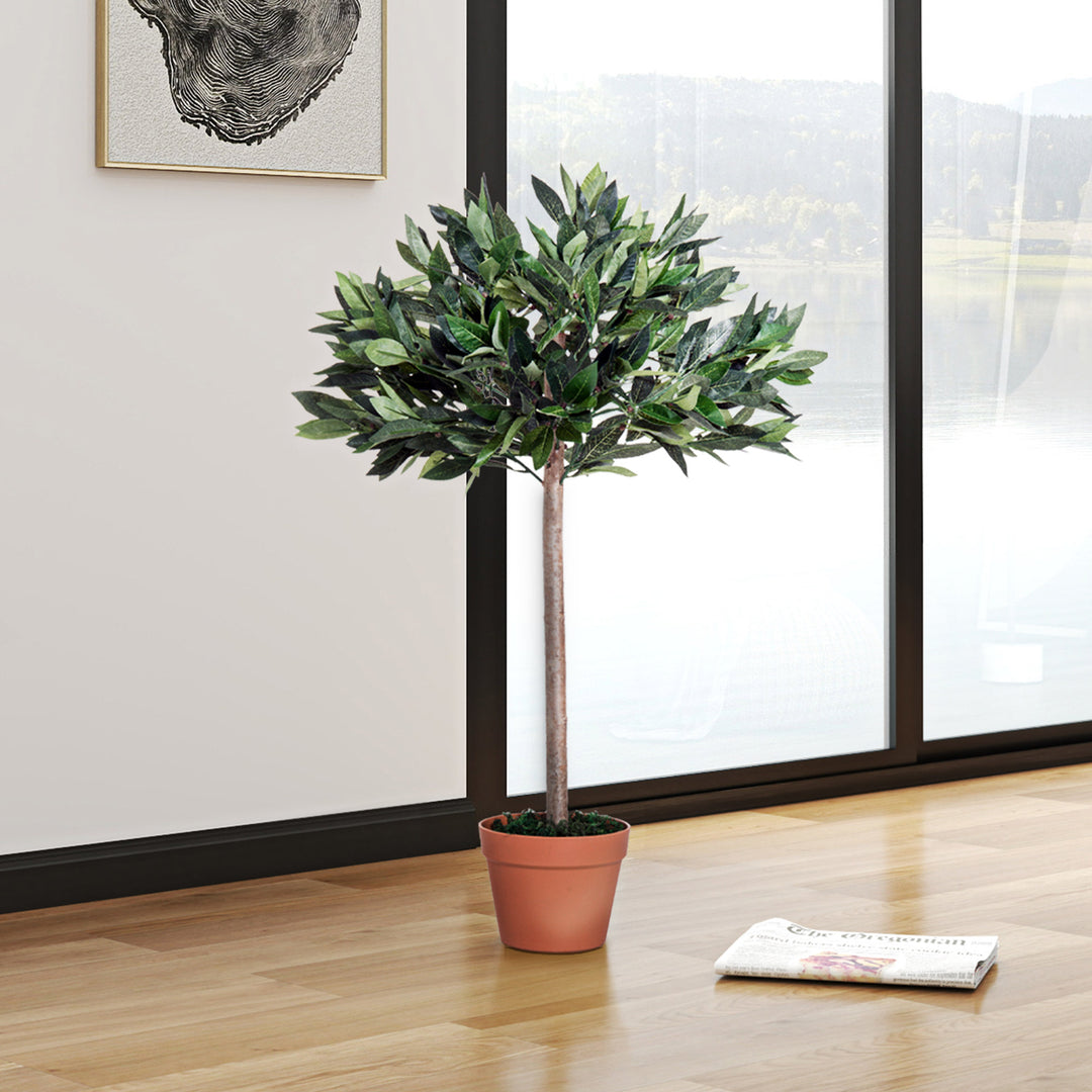 MCL 3ft Artificial Olive Tree Indoor Plant Greenery for Home Office Potted in An Orange Pot