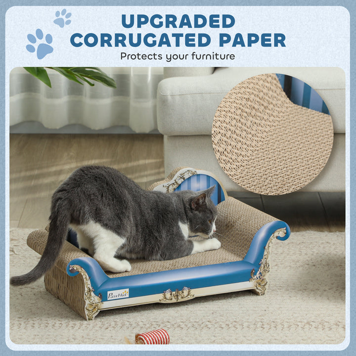 2-in-1 Cat Scratching Board with Catnip for Indoor Cats, 26.5 x 57 x 26.5cm, Blue