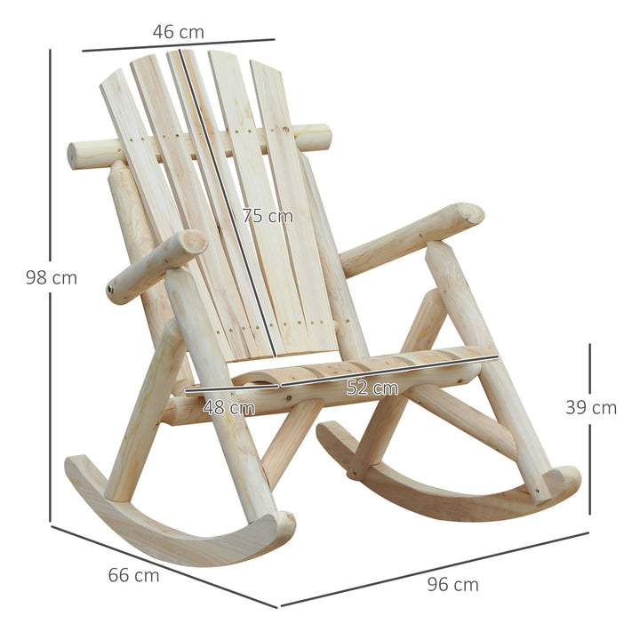 2 Piece Adirondack Chair Cedar Wood Ergonomic Rocking Chair Porch Rocker Garden Traditional - Burlywood