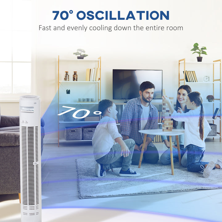 MCL 30'' Freestanding Tower Fan, 3 Speed 3 Mode, 10h Timer, 70 Degree Oscillation, LED Light, 5M Remote Controller, White