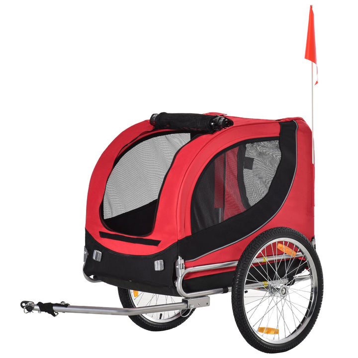 Pawhut Dog Bike Trailer Folding Bicycle Pet Trailer Dog Bike Jogger Travel Carrier W/Removable Cover-Red | Aosom UK