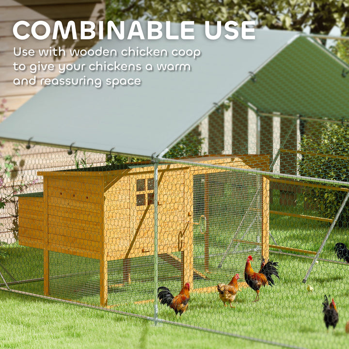 Walk in Chicken Run w/ Cover, Feeding Door, Hanging Feeder, Perch, for 12-18 Poultry