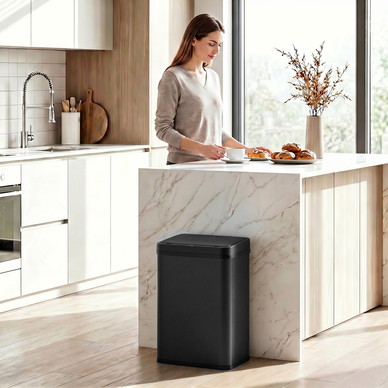 40L Sensor Bin with Soft-Close Lid, Stainless Steel Automatic Touchles