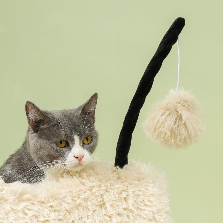 Cat Tree Sheep Design, 98 cm Multi-Level Cat Tower with Scratching Pos