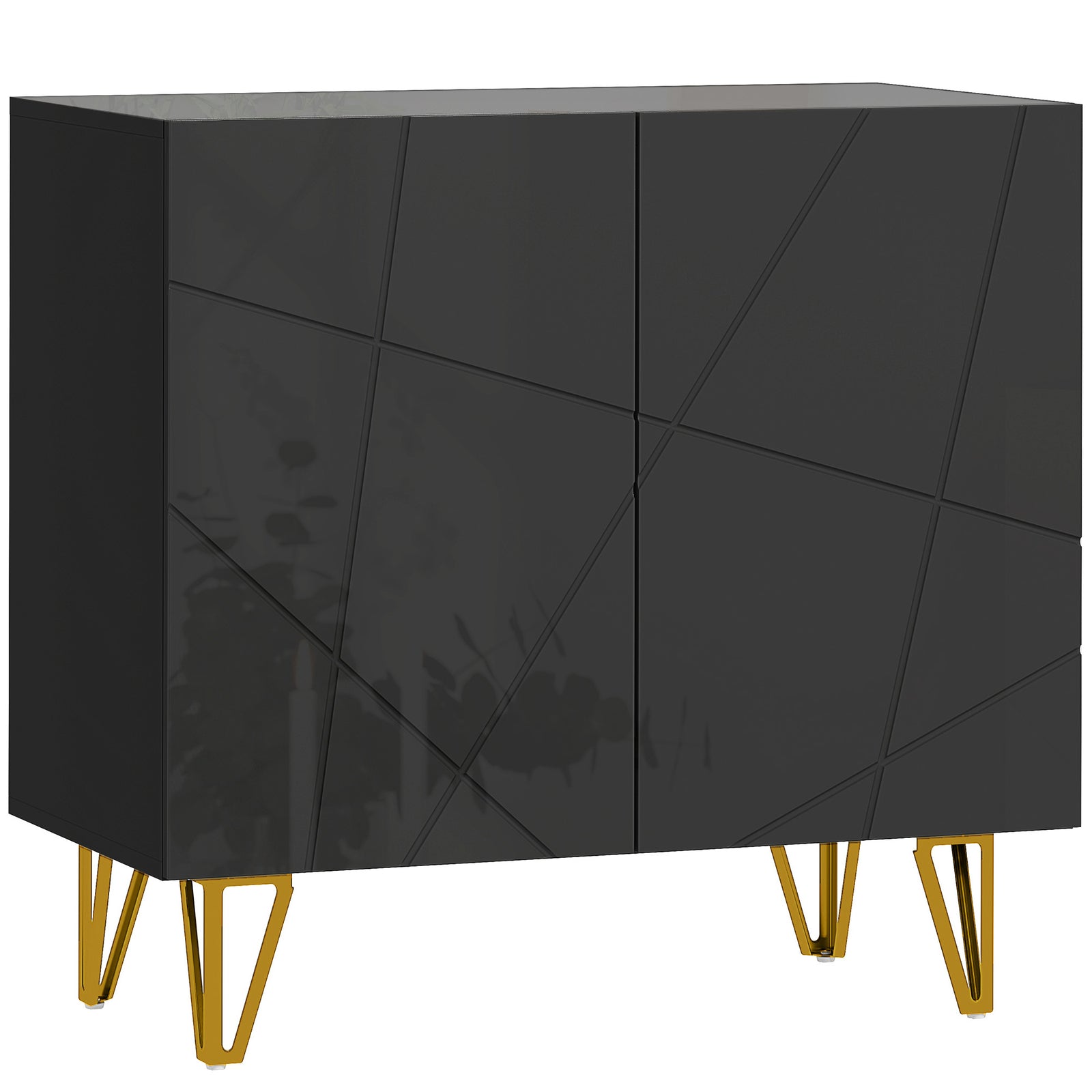 Modern Luxe High Gloss Sideboard, with Hairpin Legs - Black