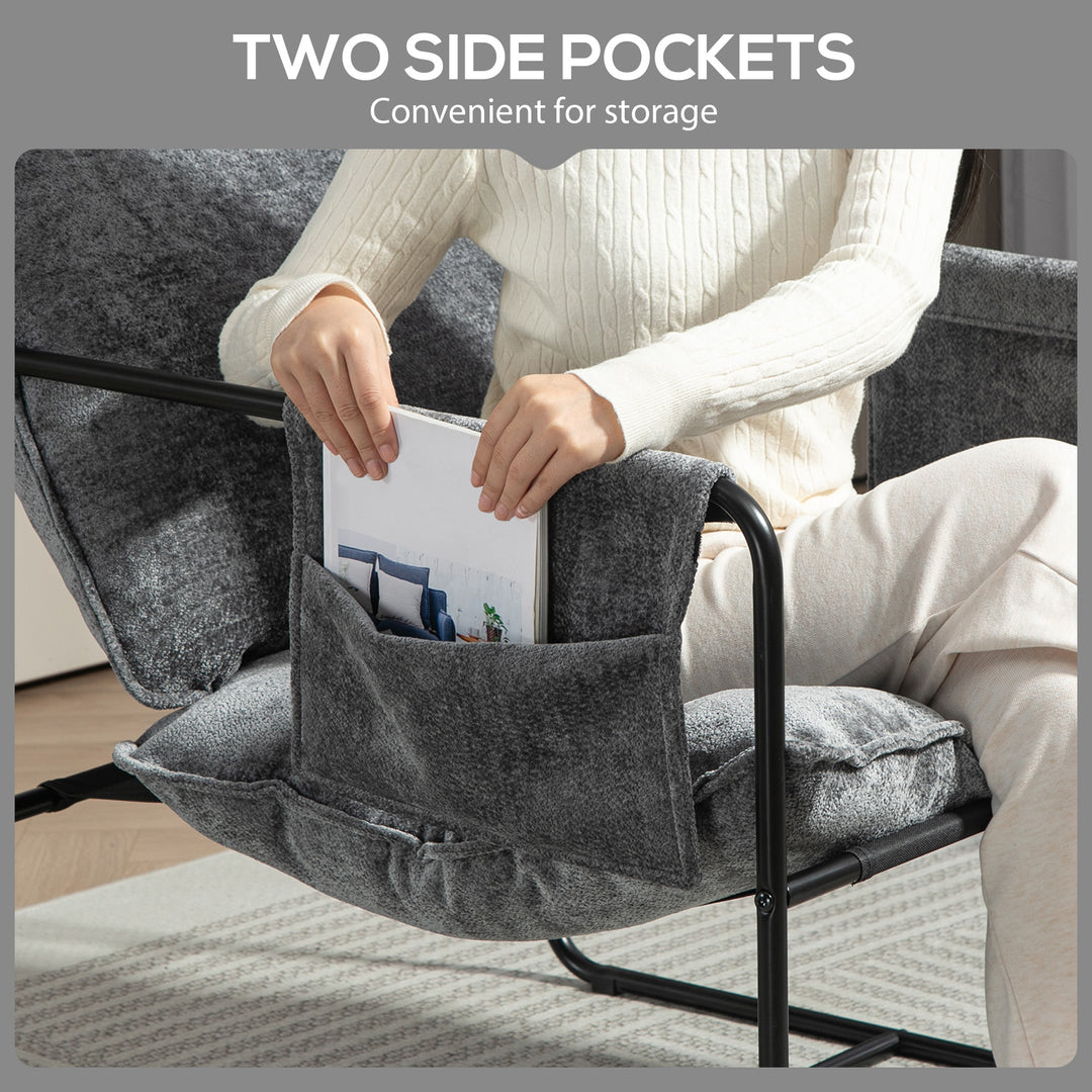Minimal Padded Accent Chair, with Pockets - Grey