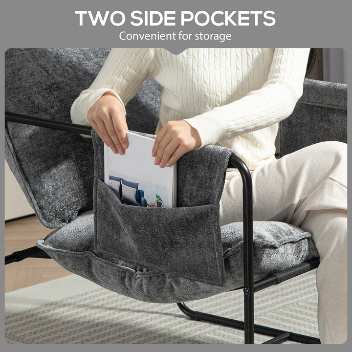 Minimal Padded Accent Chair, with Pockets - Grey