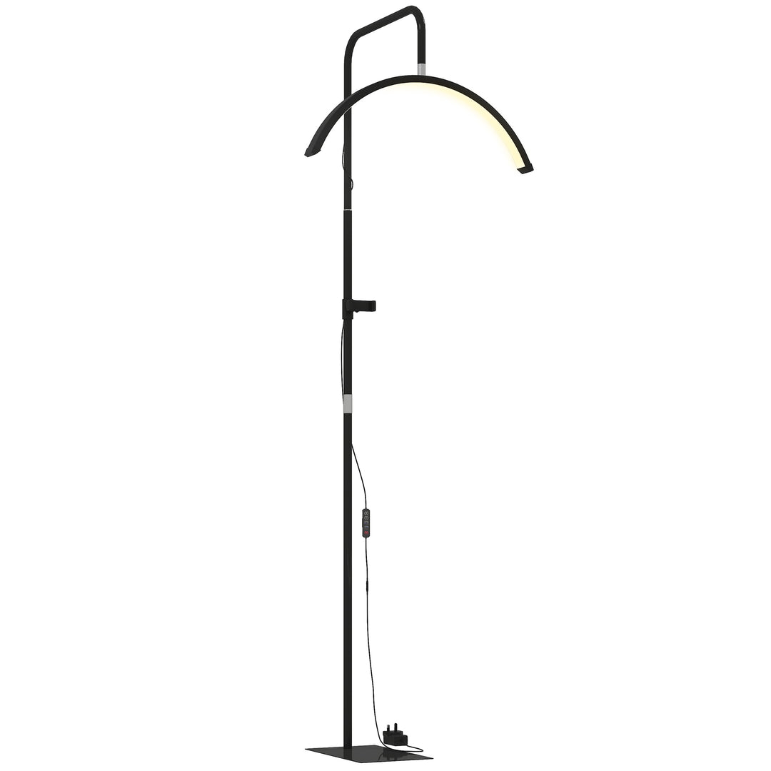 Half Moon Lash Light, Beauty Floor Lamp with 350° Rotatable Head, 7 Colour Temperature and Phone Holder, Dimmable Standing Lamp for Eyelash Extension, Tattoo, Nails, Skincare