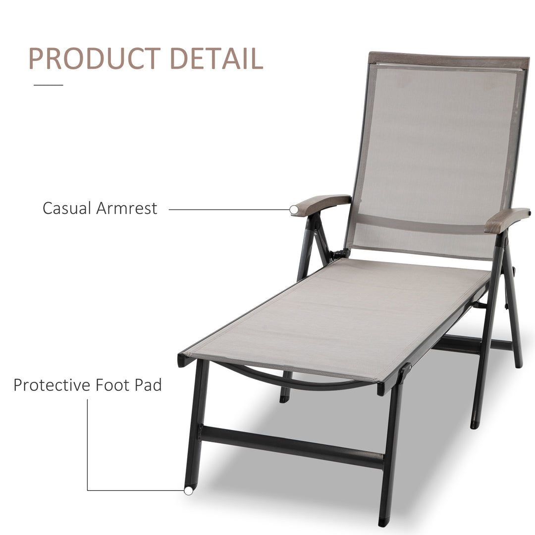 Outsunny Outdoor Folding Sun Lounger, 5