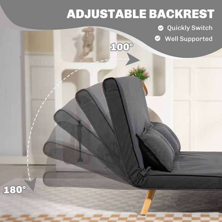 Two-Seater Linen-Look Sofa Bed - Charcoal Grey