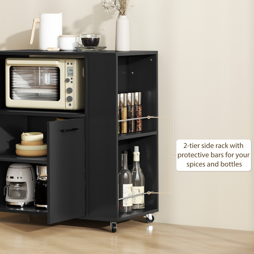 Kitchen Trolley on Wheels, Rolling Kitchen Island Cart with 2-Door Cab