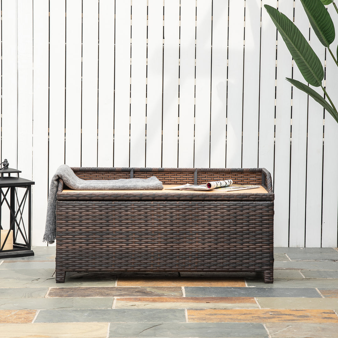 MCL 130 L Rattan Garden Storage Box, with Seat - Mixed Brown