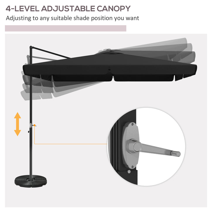 3m Cantilever Parasol, with Four-Position Canopy - Grey