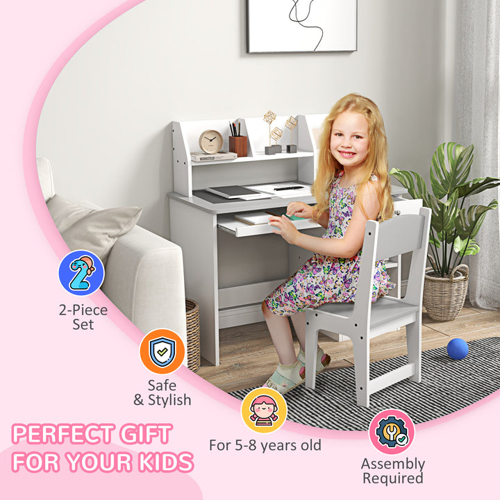 ZONEKIZ Kids Desk and Chair Set with Storage for 5