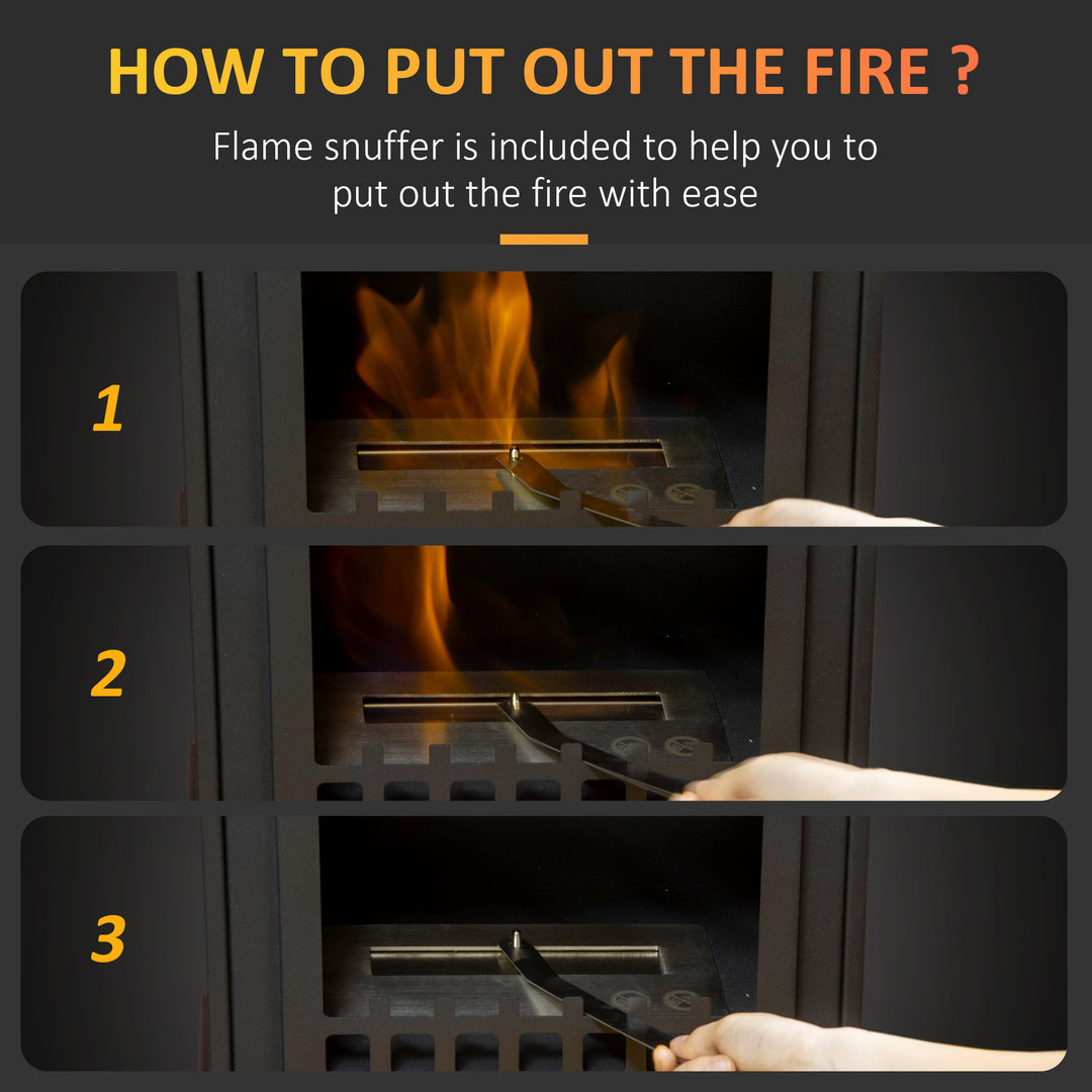 MCL Free Standing Ethanol Fireplace, Bioethanol Heater Stove Fire with 0.9L Tank, 3 Hours Burning Time, Black