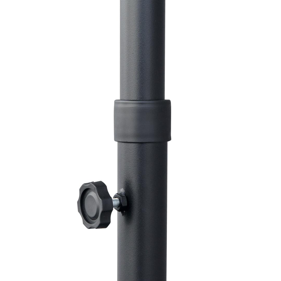 2m Half Parasol Market Umbrella Garden Balcony Parasol with Crank Handle, Base, Double-Sided Canopy, Dark Grey
