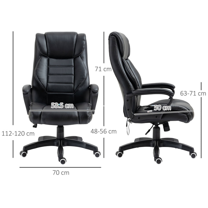 Office Chair with 6-Point Maaage, PU Desk Chair with Padded Seat and Armrest, Computer Chair with Tilt Function for Home, Black