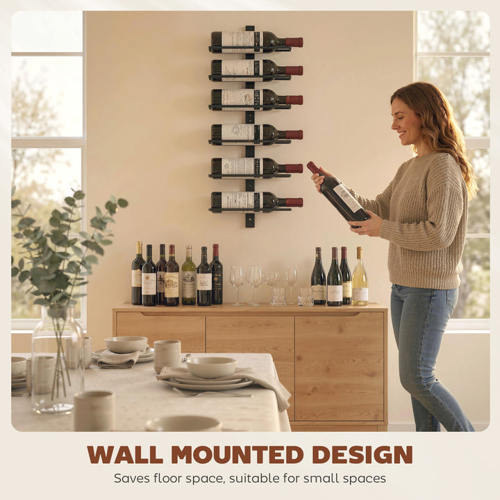 Wall Mounted Wine Rack, 6 Tier Metal Wine Display Rack, Storage Holder