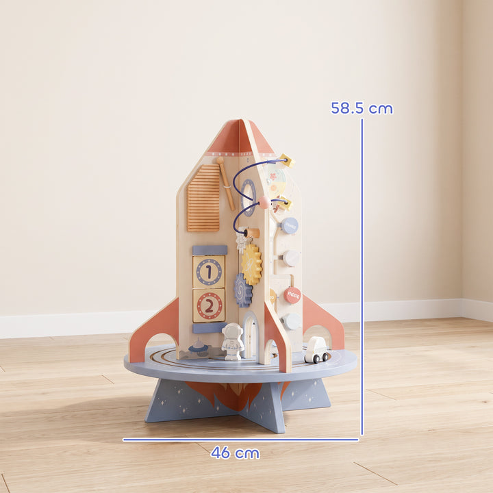 Wooden Activity Cube, Rocket Theme Educational Toys with Shape Sorter - view 3