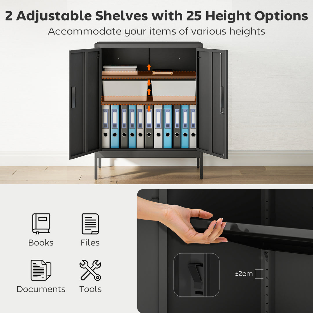 Metal Storage Cabinet with Lock and Adjustable Shelves