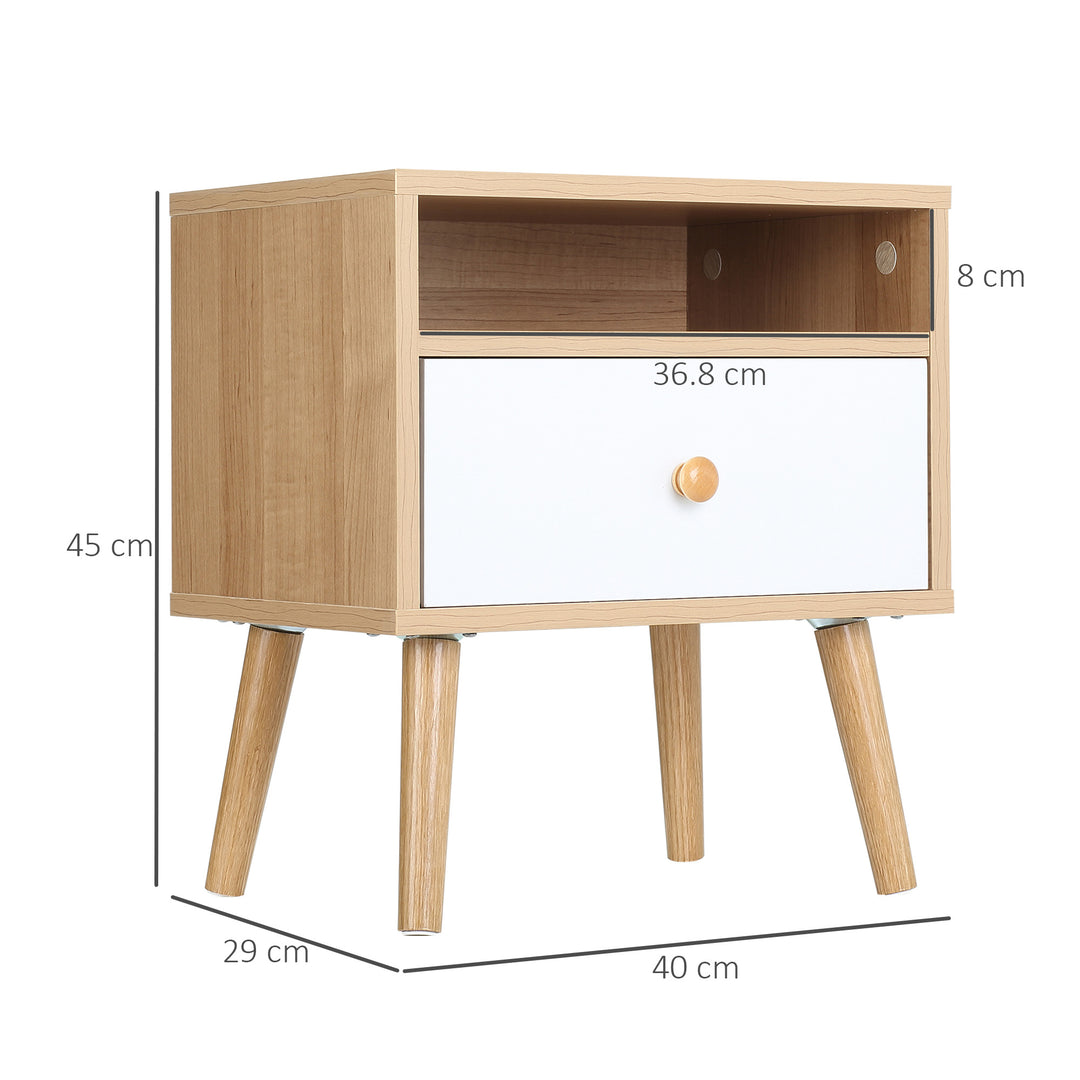 MCL Bedside Table, Bedside Cabinet with Drawer and Shelf, Modern Nightstand, End Table for Living Room, Bedroom, Natural