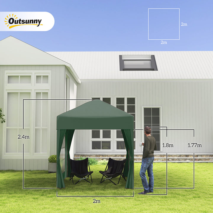 Outsunny Waterproof Pop Up Gazebo Canopy, size (2 x 2m)-Green | Aosom UK