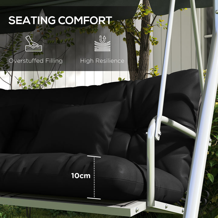 Back and Seat Cushion Replacement with 2 Pillows, Patio Chair Cushions Set with Ties, Black