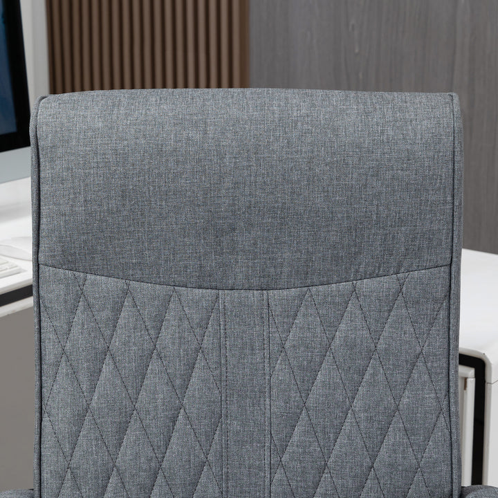High Back Home Office Chair, Linen Fabric Computer Chair, Swivel Desk Chair with Adjustable Height for Living Room, Bedroom, Study, Dark Grey