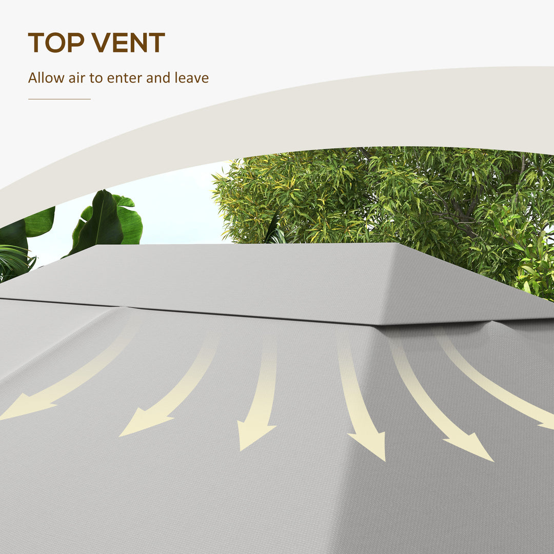 3 x 4m Gazebo Canopy Replacement Cover, Gazebo Roof Replacement (TOP COVER ONLY), Light Grey