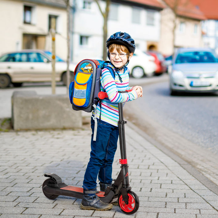 HOMCOM Folding Electric Scooter Adult E Scooter, 120W, with Rear Wheel Brake, 8km/h Maximum Speed, for Ages 6+ Years Old, Red | Aosom UK