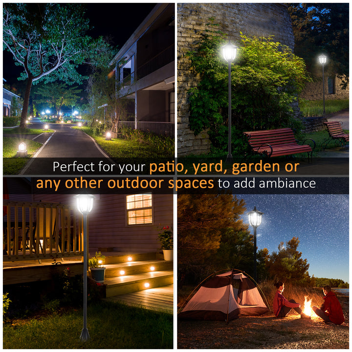 Outsunny 1.77m Tall Free-Standing ABS Garden Solar LED Lamp Post Black | Aosom UK