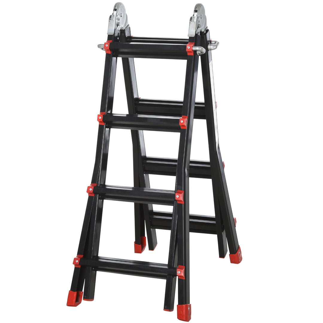 MCL 4M Aluminium Duo Ladder Telescopic Herringbone Changeable Multi-Purpose w/ Non-Slip Steps Climbing DIY Platform Portable Workshop House Garden