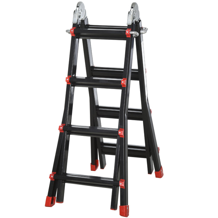 MCL 4M Aluminium Duo Ladder Telescopic Herringbone Changeable Multi-Purpose w/ Non-Slip Steps Climbing DIY Platform Portable Workshop House Garden
