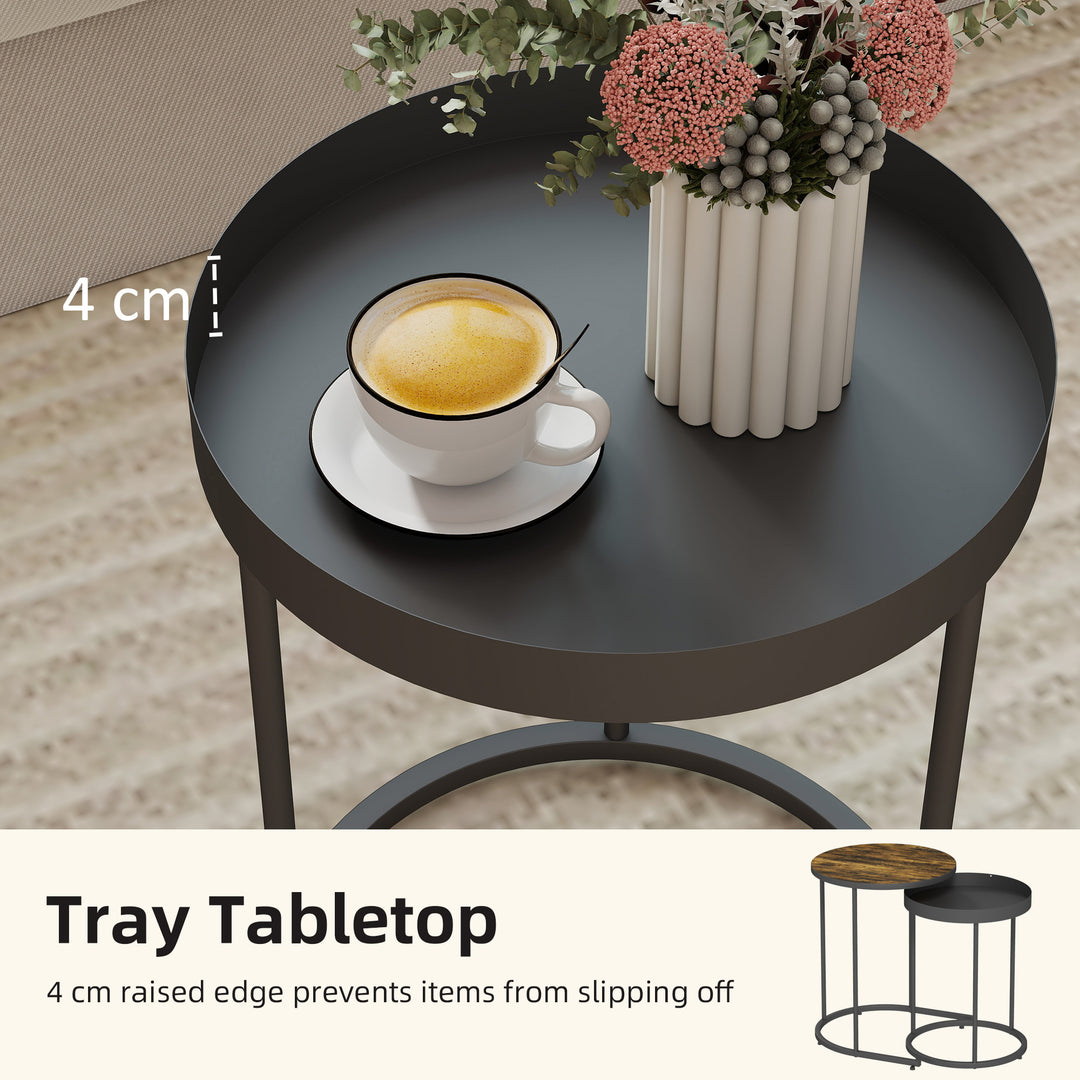 MCL Round Nesting Side Table Set of 2 - Rustic Brown