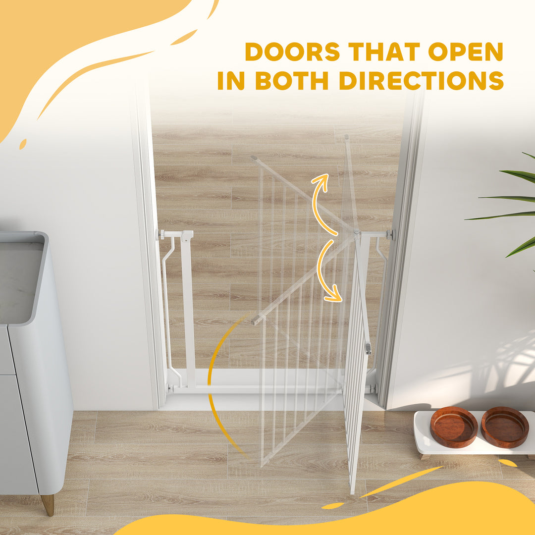 Extra Wide Dog Safety Gate, with Door Pressure, for Doorways, Hallways, Staircases - White